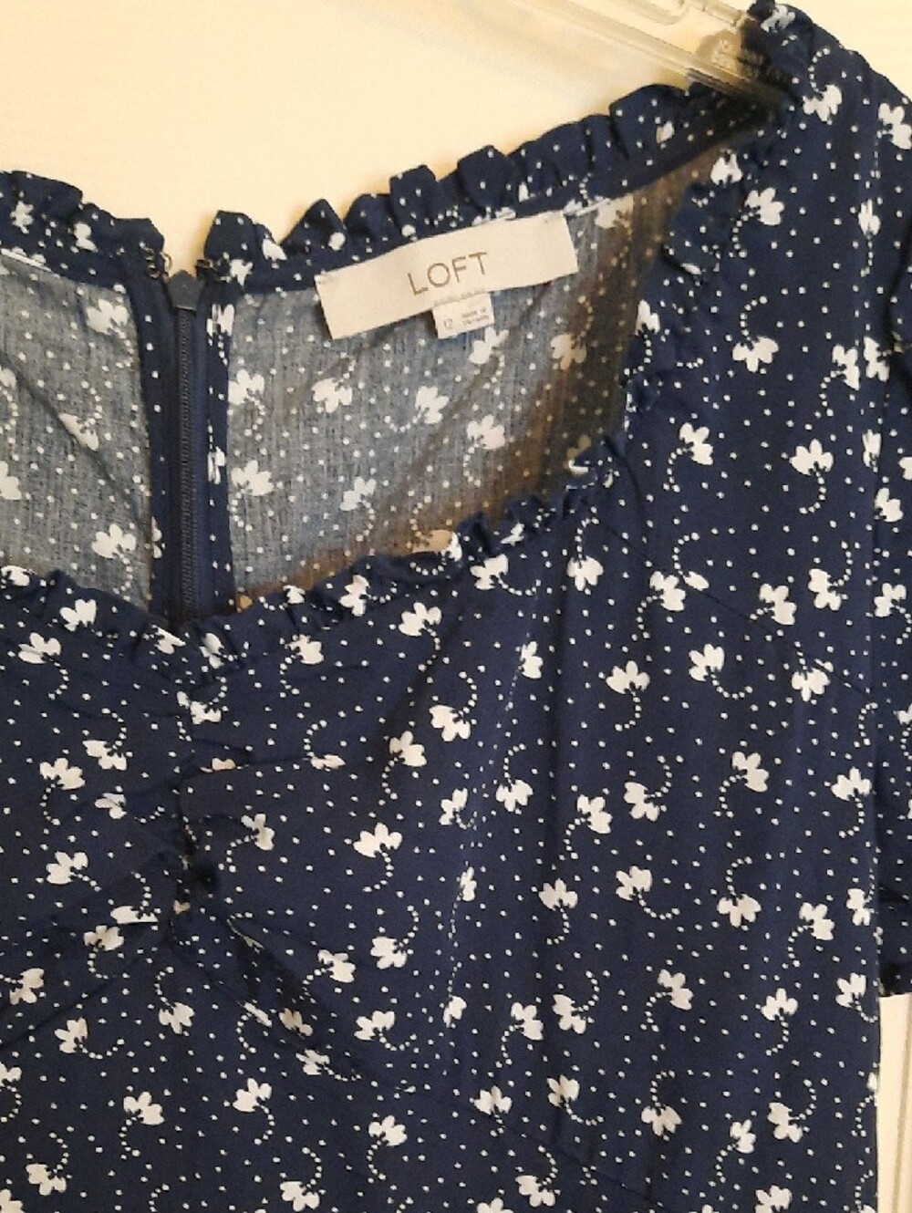 LOFT Navy Floral Short-Sleeve Midi Dress - Picture 2 of 4
